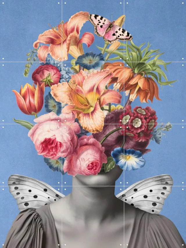 IXXI Summer, the Colors Suit Her, Marja van den Hurk - 60 x 80 cm - Grote wanddecoratie en posters - Surrealisme, Grafisch Ontwerp, Slaapkamer Blauw