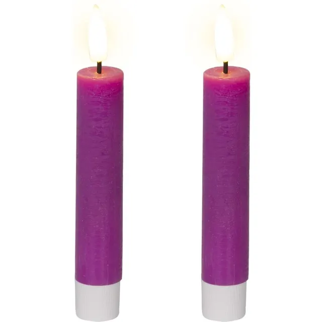 Kaemingk Lumineo LED echtwas staafkaarsen lila Ø 2,2 cm hoogte 14,5 cm Paars