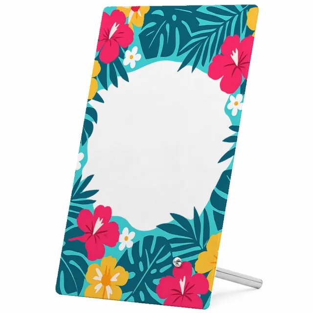 Mr Cadeautjes Glasframe 11 x 16 - design Fris botanisch herhaalpatroon met een speels centraal labelv | cadeau Wit