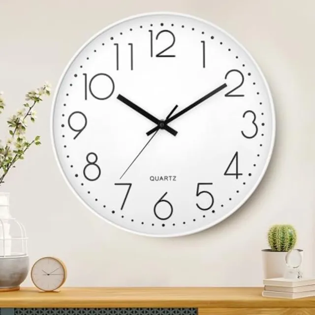 San Marque PromoHome Moderne Wandklok - Stil Werkend, 30 cm Diameter - Wit