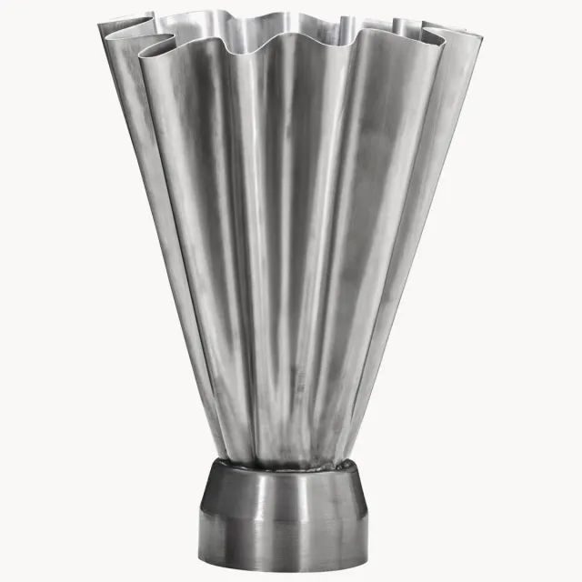 House Doctor Handgemaakte vaas Flood, H 33 cm Zilverkleurig