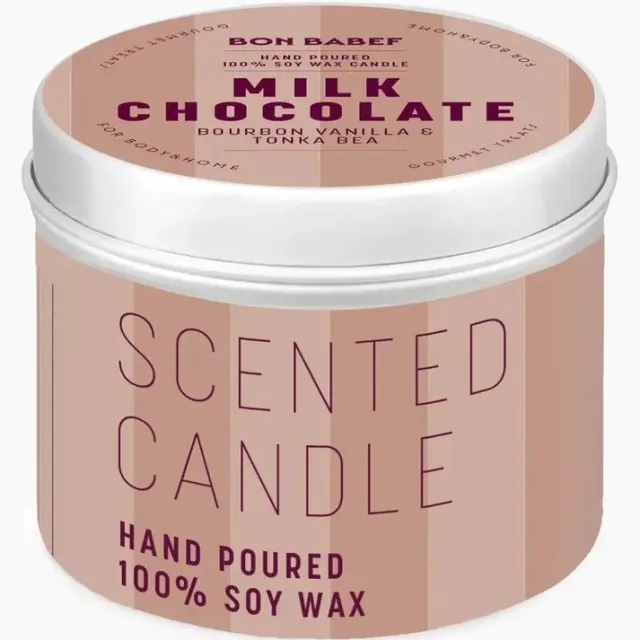 Bon Babef Geurkaars | 2 stuks | Milk Chocolate | 100% soja was | Handgemaakt | Natuurlijk Wit