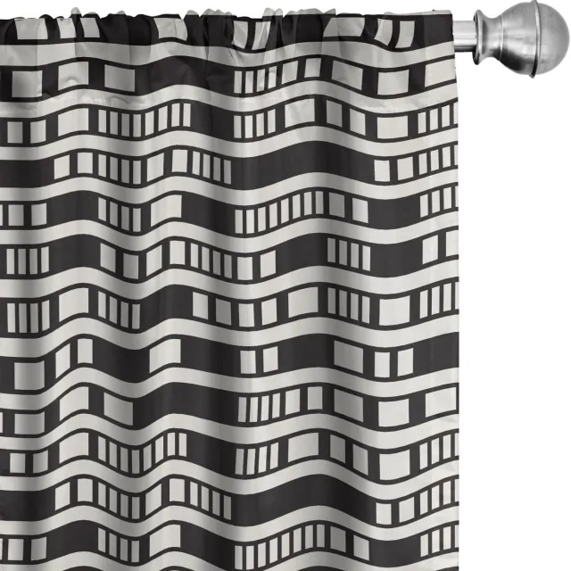 ABAKUHAUS Abstrakt Gordijnen – 2x75x225 cm – Microvezel, Halfschaduw, Koksgrauw, Eierschaal Koksgraue Eggshell