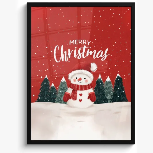 FrameYourWall Poster in lijst - Fotolijst 60x80 cm - Posters - Kerstgroet - Sneeuw - Rood - Posterlijst zwart - Decoratie - Wanddecoratie woonkamer - Muurdecoratie slaapkamer - Kerstversiering - Kerstdecoratie voor binnen - Kerstmis