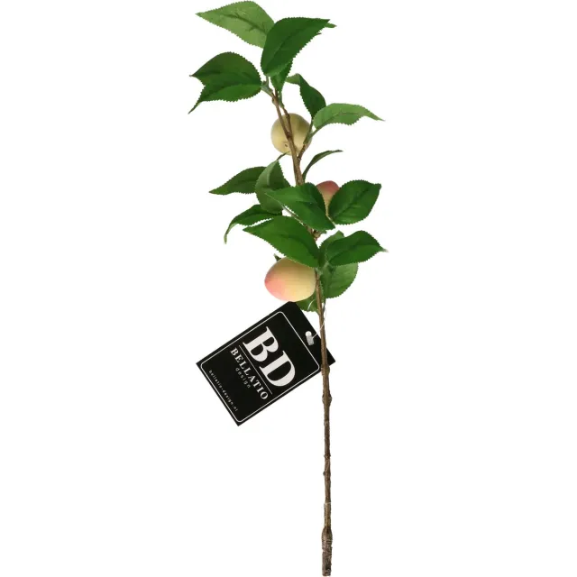 Bellatio Design Kunstbloem fruit tak Perzik - 40 cm - losse steel - kunst zijdebloemen Perzik oranje