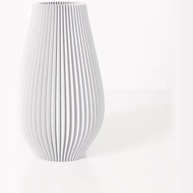 Fleuriek vaas EMMA - Wit H50 cm - Grote vaas met geribbeld design - Moderne vloervaas voor woonkamer of hal - Hoge vaas voor pluimen