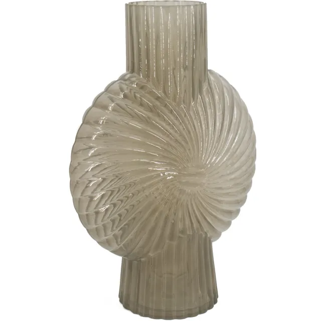 homebound by ky Glazen vaas schelp grijs | glazen vaas | 22x10.5x32cm | stijlvolle vaas