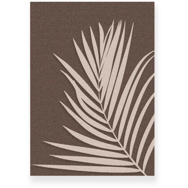 Yisual Aluminium plaat 30x40 cm - Poster - Palmblad - Canvas Look - Donkerbruin - Beige - Minimalistisch - Botanisch - Muurdecoratie - Wanddecoratie