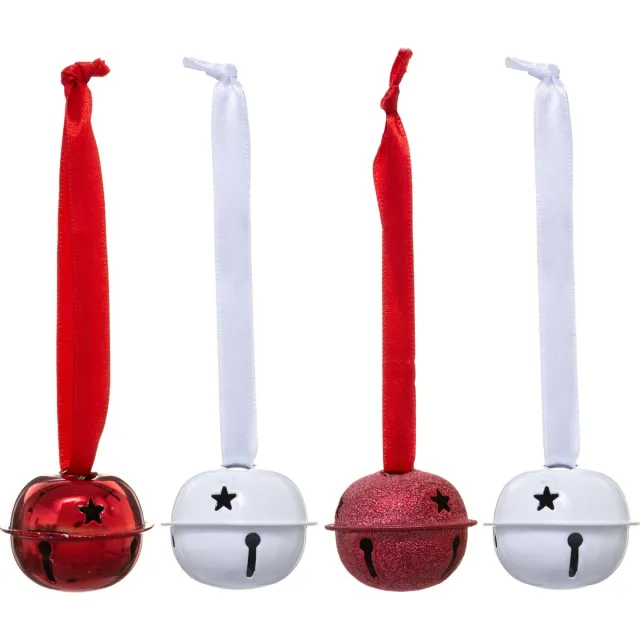Feeric lights & Christmas Feeric lights and christmas kerstbelletjes hangers - 4x- metaal- D4 cm Multicolore