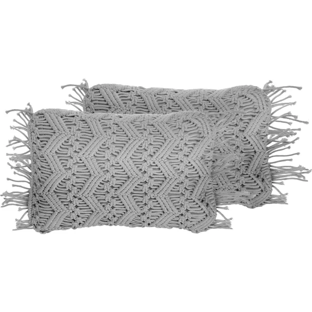 Beliani KIRIKKALE - Sierkussen set van 2 - Lichtgrijs - 30 x 45 cm - Katoen