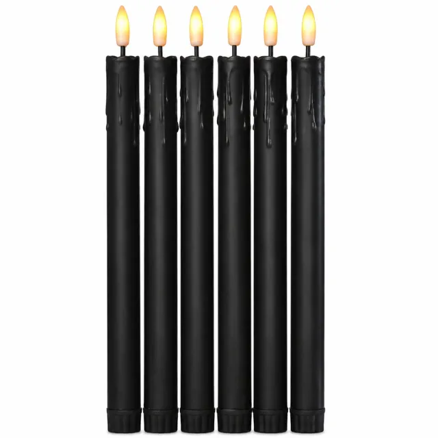 SWGOTA led kaarsen - 1 zwarte decoratiekaars met warm LED-licht, puntige vlamvorm en druipdetails, standaarduitvoering