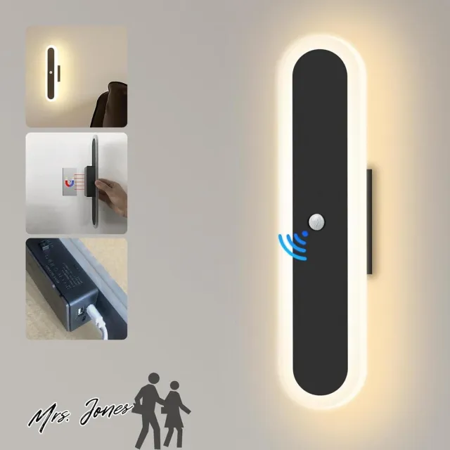 Mrs. Jones Oplaadbare LED Wandlamp Binnen met Bewegingsmelder 6W Lange Wandlampen op Batterijen 4000mAh Draadloze Wandverlichting Magnetische Lamp Muur Verlichting voor Hal Trap Entree Gang Warm Wit met Bewegingsmelder Oplaadbaar . multi-color