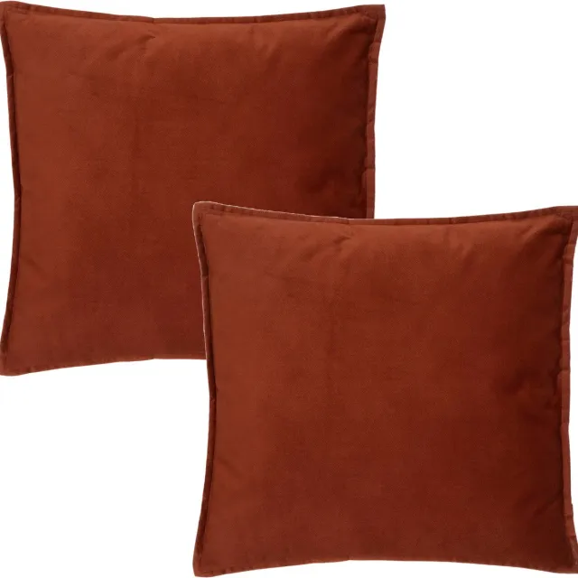 Atmosphera Bank/sierkussens Sophia - 2x stuks - 45 x 45 cm - polyester met rits Terracotta bruin