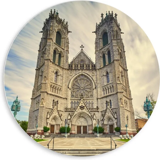 KuijsFotoprint Schilderij - Cathedral Basilica The Sacred Heart New Jersey - Wit, Blauw En Grijs - 80 X 80 Cm