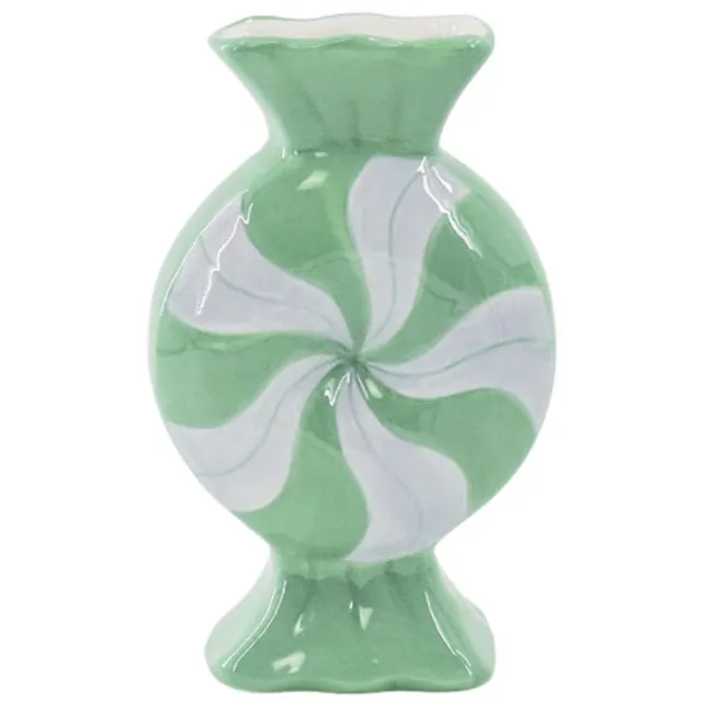 Housevitamin Bloemenvaas- Toffee snoepje- Keramiek- Lila/ Mint- 12x6,5x20cm