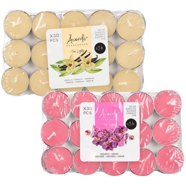 Atmosphera Acorde theelichtjes - 60x - 30x vanille - 30x orchidee - aroma/geurkaarsen Fuchsia