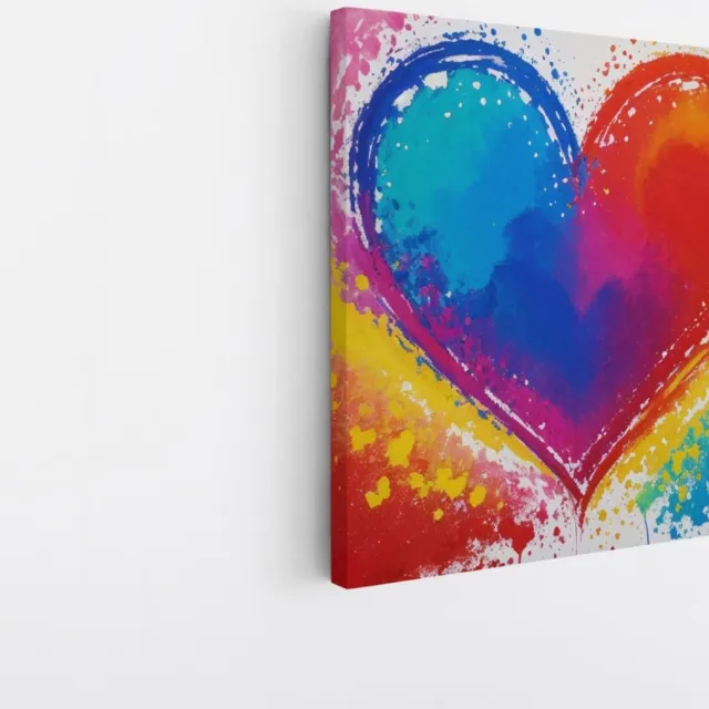 Saammp Canvas Schilderij - Abstract - Hart - 60x60 - Foto op canvas - Wanddecoratie - muurdecoratie Woonkamer - Slaapkamer decoratie - Canvas Print Multicolor