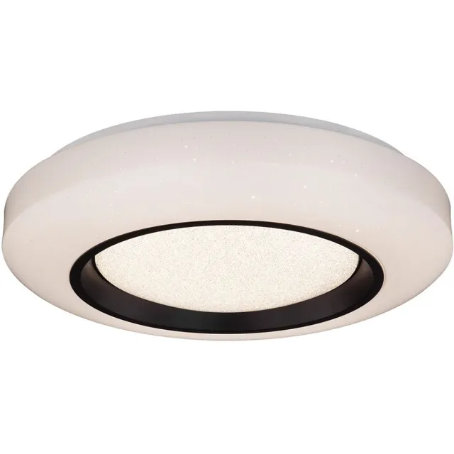 Globo Plafondlamp Binnenverlichting Acryl metaal wit opaal zwart dimbaar met afstandsbediening, Sparkle decor, CCT schakelen, 1x LED 40 watt 2620 lumen warm-koud wit, DxH 50x11cm