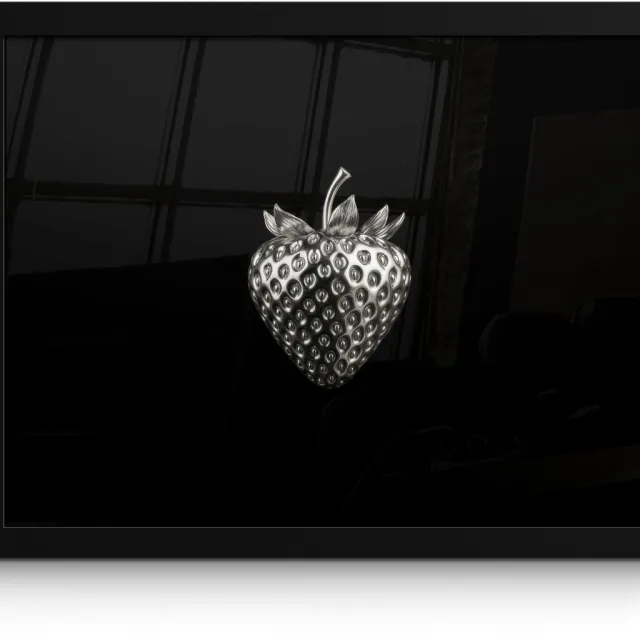 FrameYourWall Poster in lijst - Fotolijst 40x30 cm - Posters - Aardbei - Zaadstructuur - Realistisch - Posterlijst zwart - Decoratie - Wanddecoratie woonkamer - Muurdecoratie slaapkamer