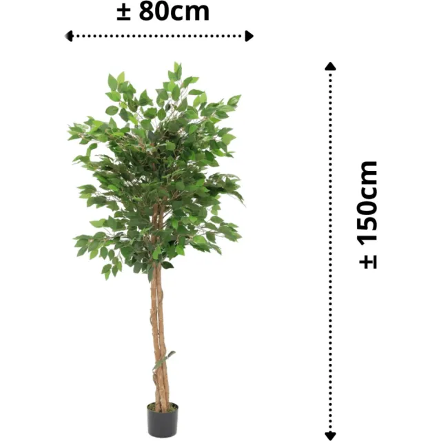 PrettyPlants Ficus Kunstboom 150cm | Ficus Kunstboom met stam | Ficus Kunstboom voor Binnen | Ficus Kunstplant Groen met stam