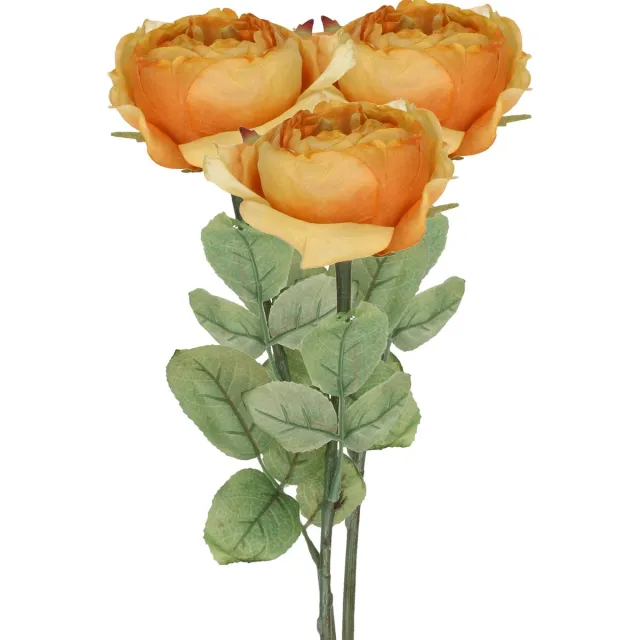 Top Art Kunstbloem roos Diana - 3x - oranje - 36 cm - kunststof steel - decoratie bloemen