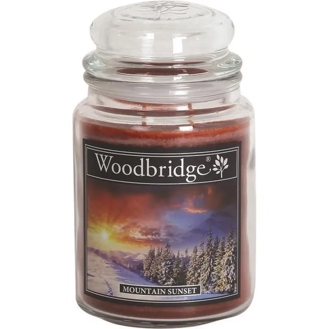 Woodbridge Geurkaars - Mountain Sunset - 565 gr - 130 Branduren - appel, framboos, kaneel, kruidnagel en citrus - Geurkaarsen - Geurkaars in Glas