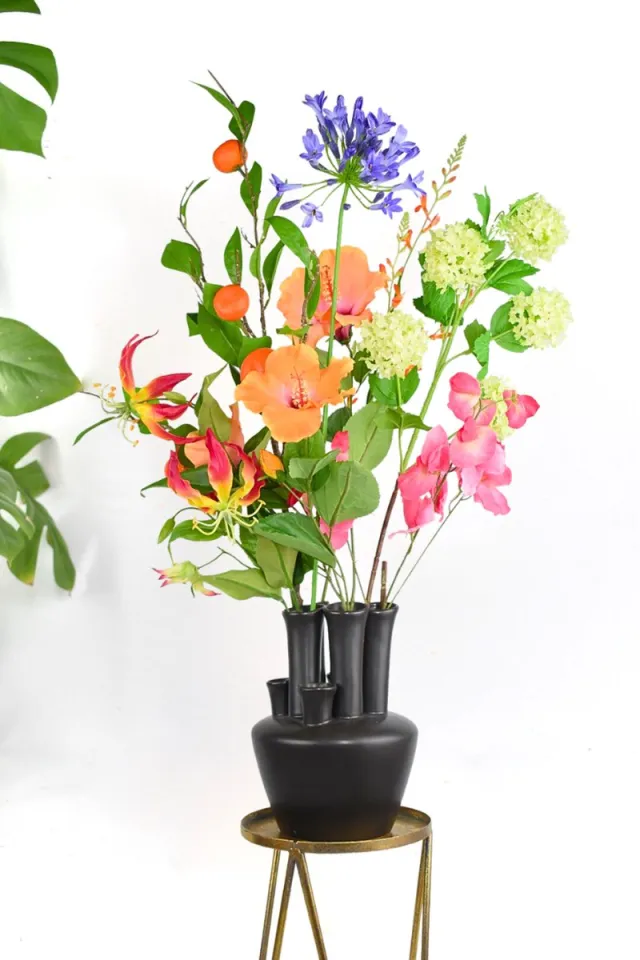 Natuurlijk Bloemen Kunstboeket - Designer Mix 80 Cm - Zijden Kunstbloemen - Nepbloemen - Kunstbloemen - Zijden Boeket - Natuurlijk Bloemen Roze