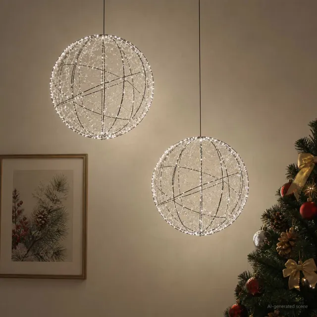 vidaXL Kerst Finial Licht 2 st 1000 LED's Koel wit Diameter 40 x 42 cm