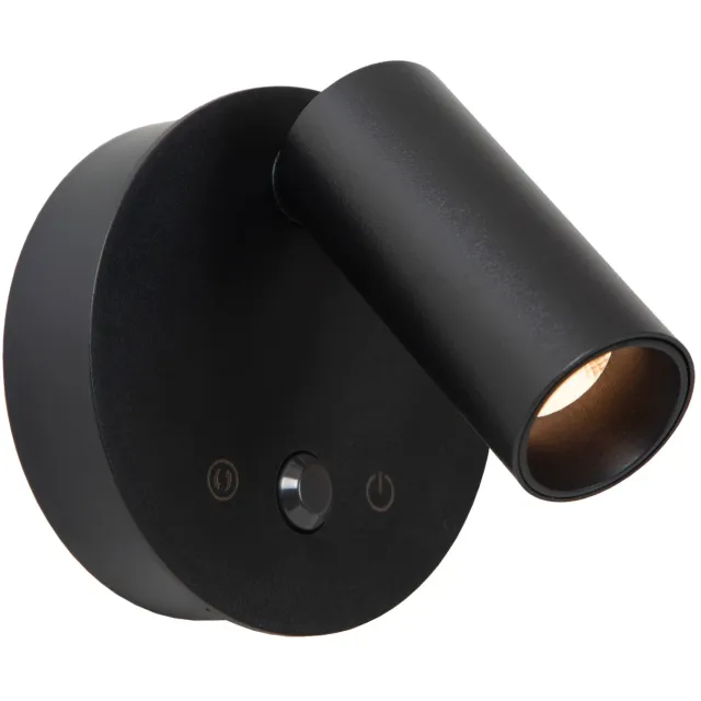 Lucide TONI - Oplaadbare Wandspot / Wandlamp - Accu/Batterij - Ø 8,1 cm - LED Dimb. - CCT - 1x2W 2700K/4000K - Bewegingssensor (uitschakelbaar) - Magnetisch - Zwart