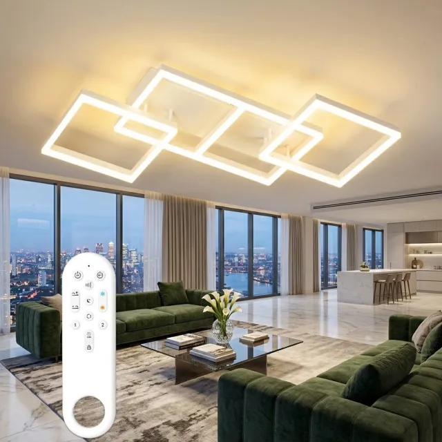 ANTENLICHT Luxe LED Plafondverlichting Wit - 75W Dimbaar (2700K-6500K) - 7200 Lumen Extra Helder - Design Plafondlamp - Plafonnière - met Afstandsbediening - Nachtmodus Timer Geheugenfunctie - Woonkamer Slaapkamer Keuken