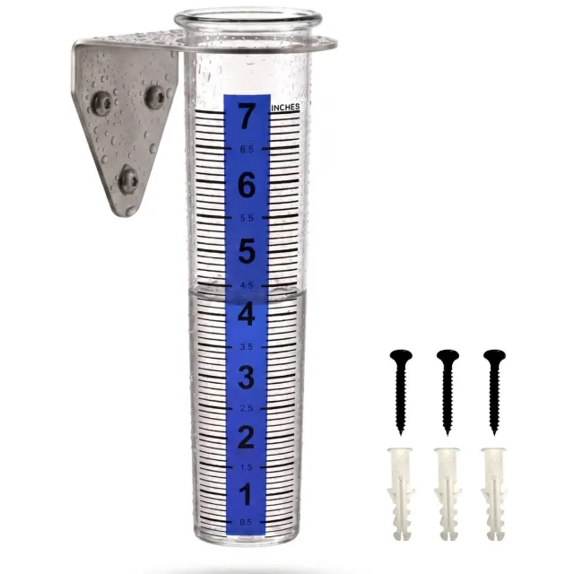 Purepeak Regenmeter met Bevestigingsmateriaal - Regenmeter Tuin - 17 cm - Transparant