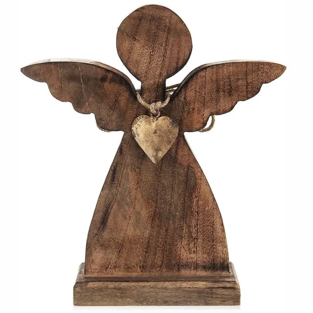 Orion MANGO - Houten Kerstengel - 27x30 cm - Decoratief - Cadeau-idee Bruin
