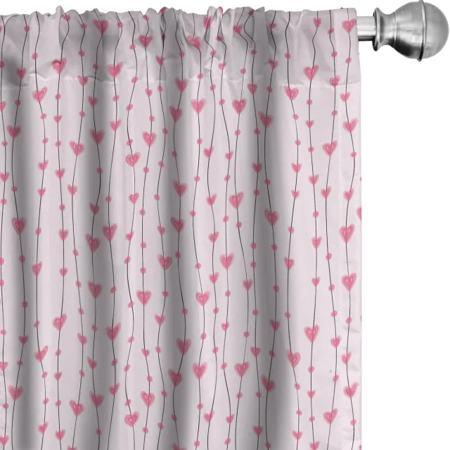 ABAKUHAUS Vintage Valentine – Gordijnen – 2x75x245 cm – Microvezel – babyroze