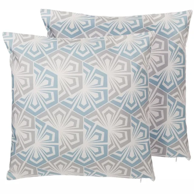 Beliani PRIMROSE - Sierkussen set van 2 - Lichtblauw - 45 x 45 cm - Polyester Meerkleurig