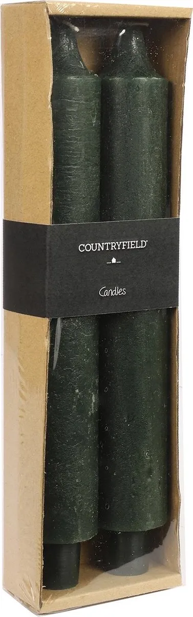 Decostar Kaarsen - set van 2 stuks - Donkergroen - dinerkaarsen - Countryfield
