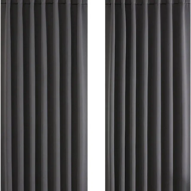 JGS Premium - Korte gordijnen lusgordijn 2 stuks H 137 x B 117 cm grijze verduisteringsgordijnen voor slaapkamer en keuken Any