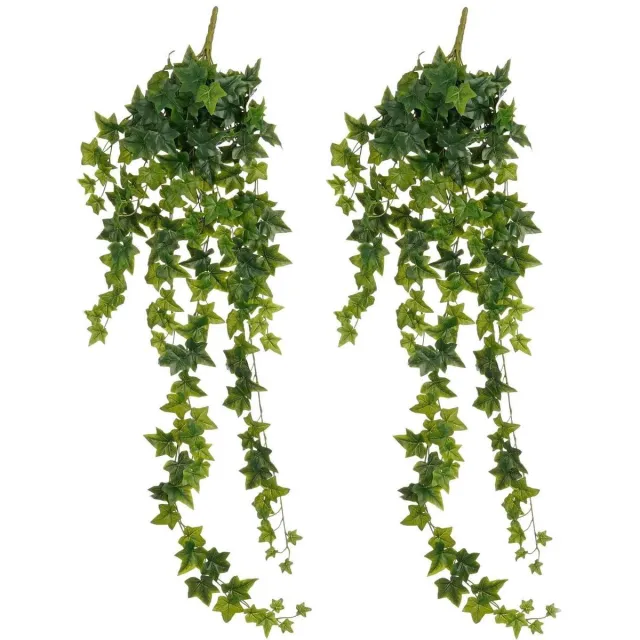 Mica Decorations Hedera klimop kunstplant - 2x - groen - hangplant - L25 x B25 x H134 cm - Kunstplanten/nepplanten