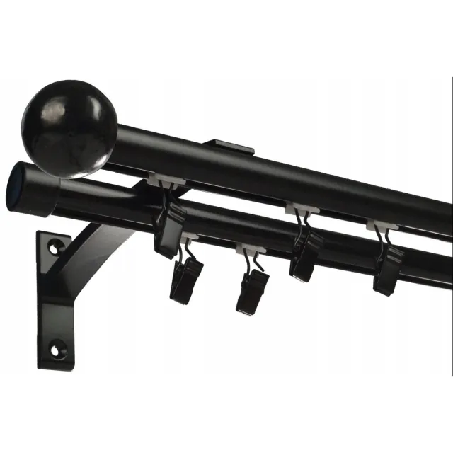 FajnyDom.eu Aluminium Dubbele Gordijnrail Fi 19 300cm Zwart