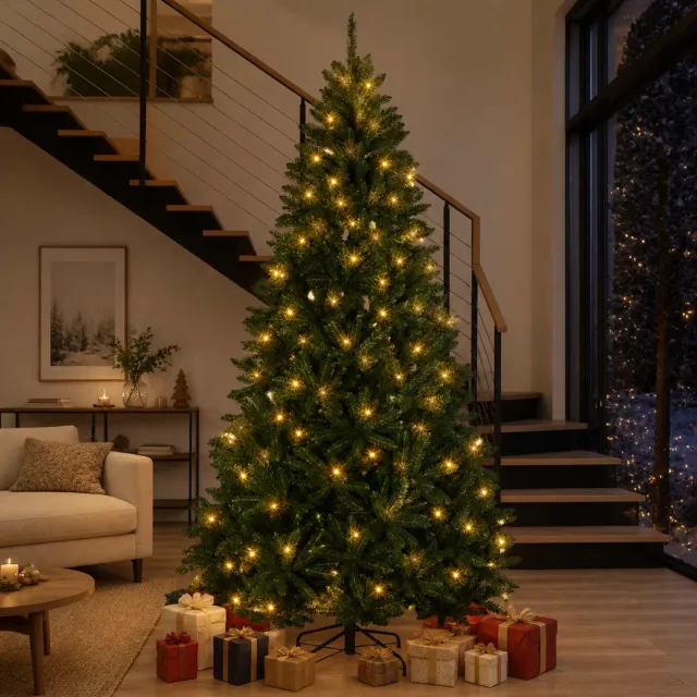 vidaXL Kunstmatige Inklapbare Kerstboom 300 cm 1000 LED's Warmwit PVC Groen