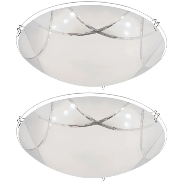 Globo LED plafondlamp glas modern woonkamerverlichting chroom hal wit, mat nikkel opaal, 1x LED 8W 640Lm warm wit, D 25 cm, set van 2