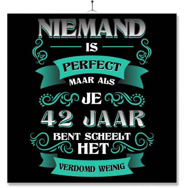 MC Living Tegel Met Opdruk | Kado | Cadeau | Verjaardag | Niemand Is Perfect Maar Als Je 42 Jaar Bent Scheelt Het Verdomd Weinig Multi-Color