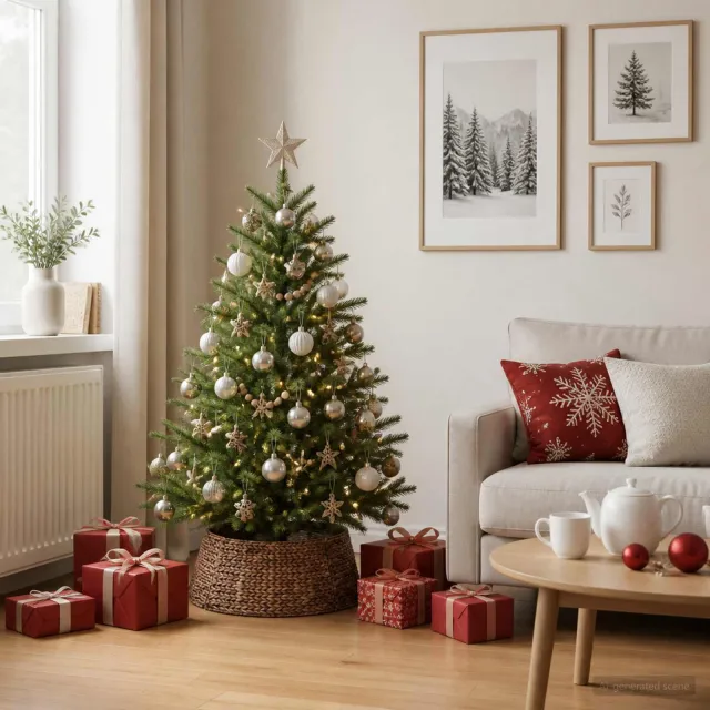 vidaXL Kerstboomkraag Rond Bruin Dia. 45 x 22 cm Waterhyacint