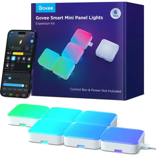 Govee slimme wall panels Matter RGBIC - 6 mini panelen - uitbreiding set