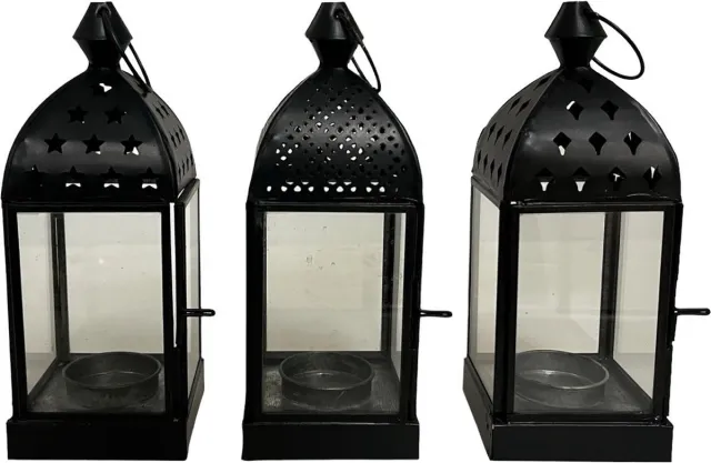 Home Society Set/3 - Hang / Kandelaars - Dusha - Oosters - Metaal/Glas - Zwart
