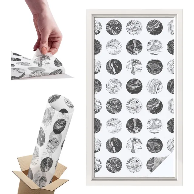 TULUP Raamfolie Anti inkijk - Marmeren elegantie Privacy Folie Raam - 50x100 cm - Wit Anti inkijk Folie - Raamfolie Tegen inkijk Glas in Lood - Voor de hal, voor het kantoor, voor een moderne slaapkamer - Raamfolie Zonwering Wit - Marmeren elegantie