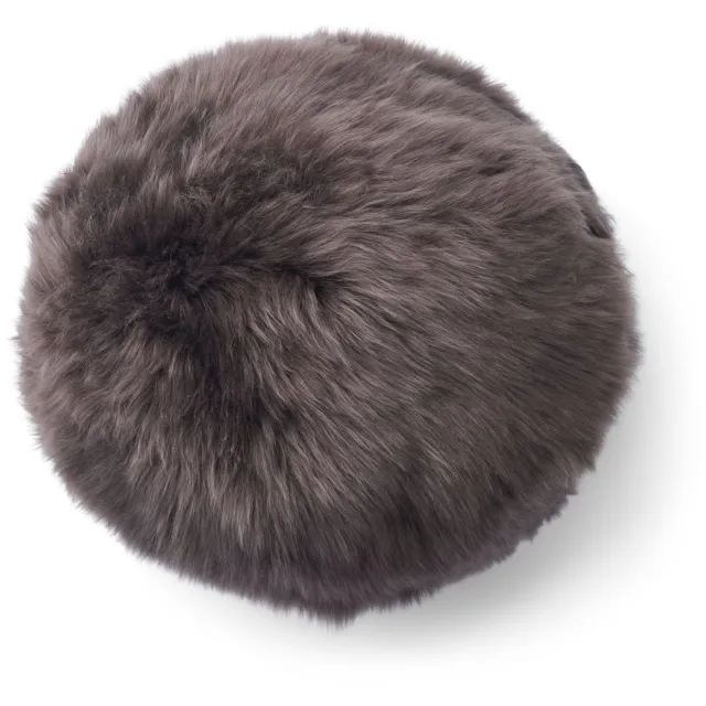 Natures collection Sheepskin House - Angeliet Kussen - Rond - Langharige Schapenvacht - D25cm walnoot