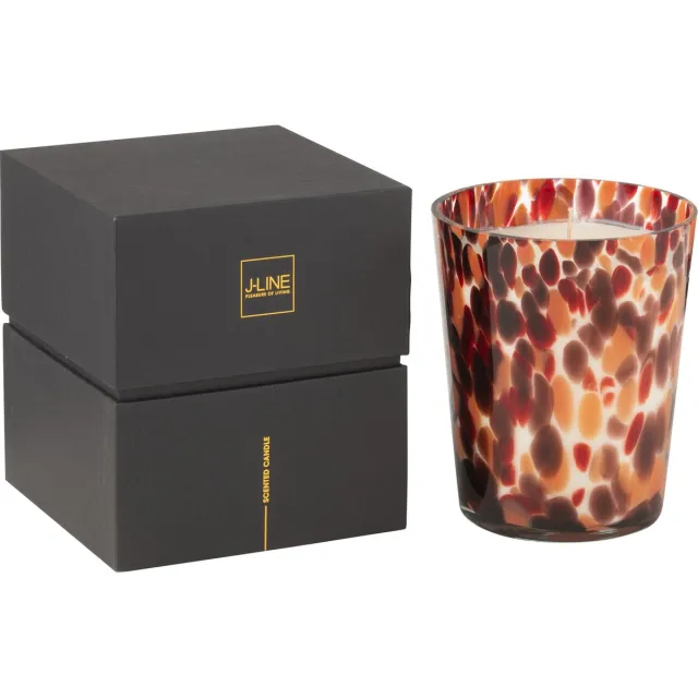 J-Line geurkaars Noa - Magnificent Birch - glas - rood - medium - 68U Multi