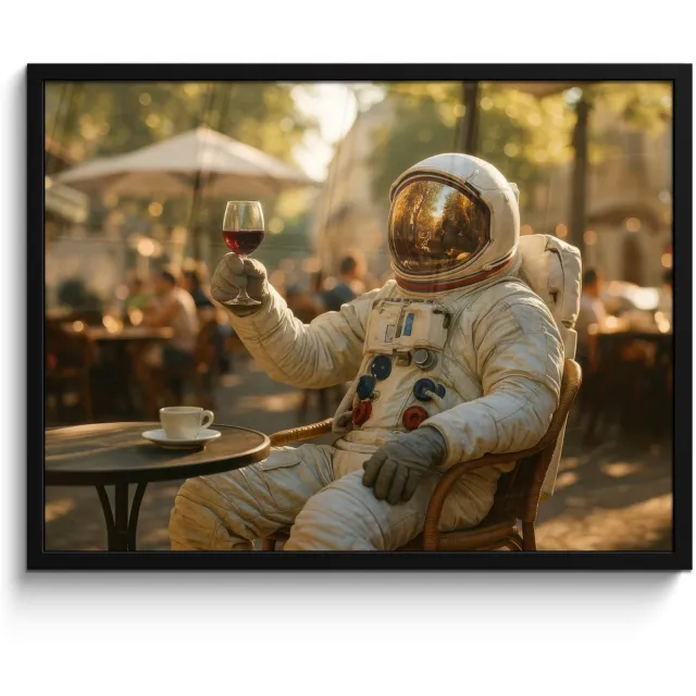 FrameYourWall Poster in lijst - Fotolijst 80x60 cm - Posters - Wijn - Rood - Terras - Koffie - Posterlijst zwart - Decoratie - Wanddecoratie woonkamer - Muurdecoratie slaapkamer