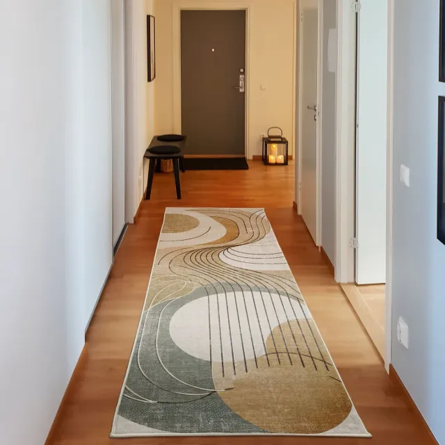 ABAKUHAUS Vloerkleed - Woonkamer Tapijt - Modern boho – 76 x 229 cm – Hoogpolig wasbaar Bruin Beige Grijs