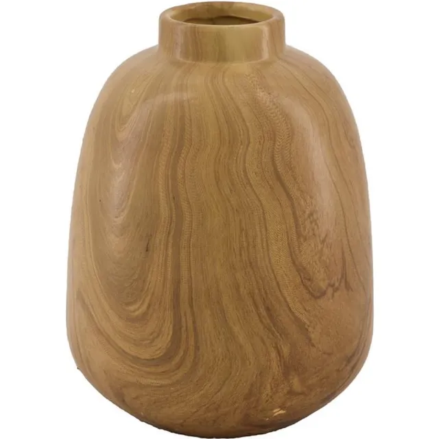 Naturel Collections Dijk Natural Collections Vaas keramiek Ø13,5x17,5cm met houtlook bruin